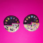 Rainbow Puzzle Studs with 420 Glitter