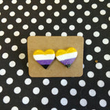 Nonbinary Pride Heart Stud Earrings