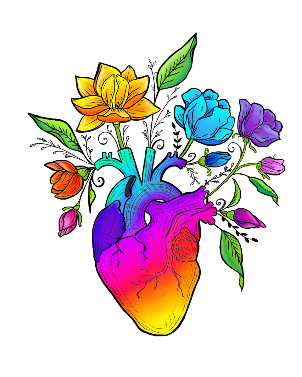Blossoming Rainbow Heart Art Print – The Crafty Queer