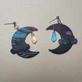 Mixmatch Crystsl Crescent Moon Earrings