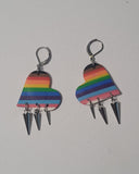 Progress Pride Triple Spike Heart Earrings