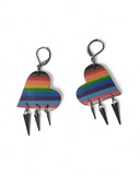 Progress Pride Triple Spike Heart Earrings