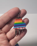 Progress Pride Triple Spike Heart Earrings