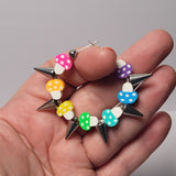 Spikey Beaded Charm Hoops