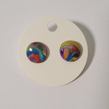 Marbled Rainbow Glitter Studs