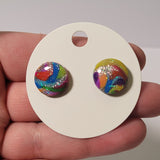 Marbled Rainbow Glitter Studs