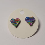 Marbled Rainbow Glitter Studs