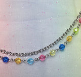 Roses & Rainbow Crystal Mask Chain