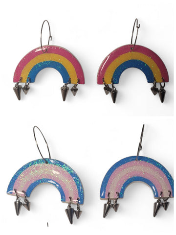 LGBTQ+ Spiked Rainbow Hoops