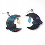 Mixmatch Crystsl Crescent Moon Earrings