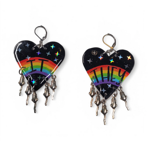Midnight Rainbow Pronoun Earrings
