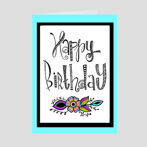 Floral Happy Birthday Greeting Card
