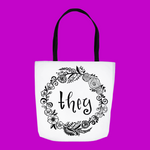 Floral They Pronouns Tote Bag