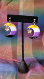 Nonbinary Crescent Moon Pride Crystal Earrings
