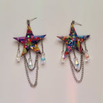 Crystal & Chain Star Earrings