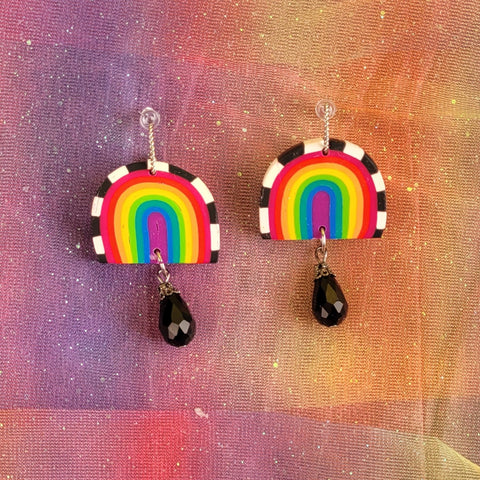 B/W Rainbow Crystal Earrings