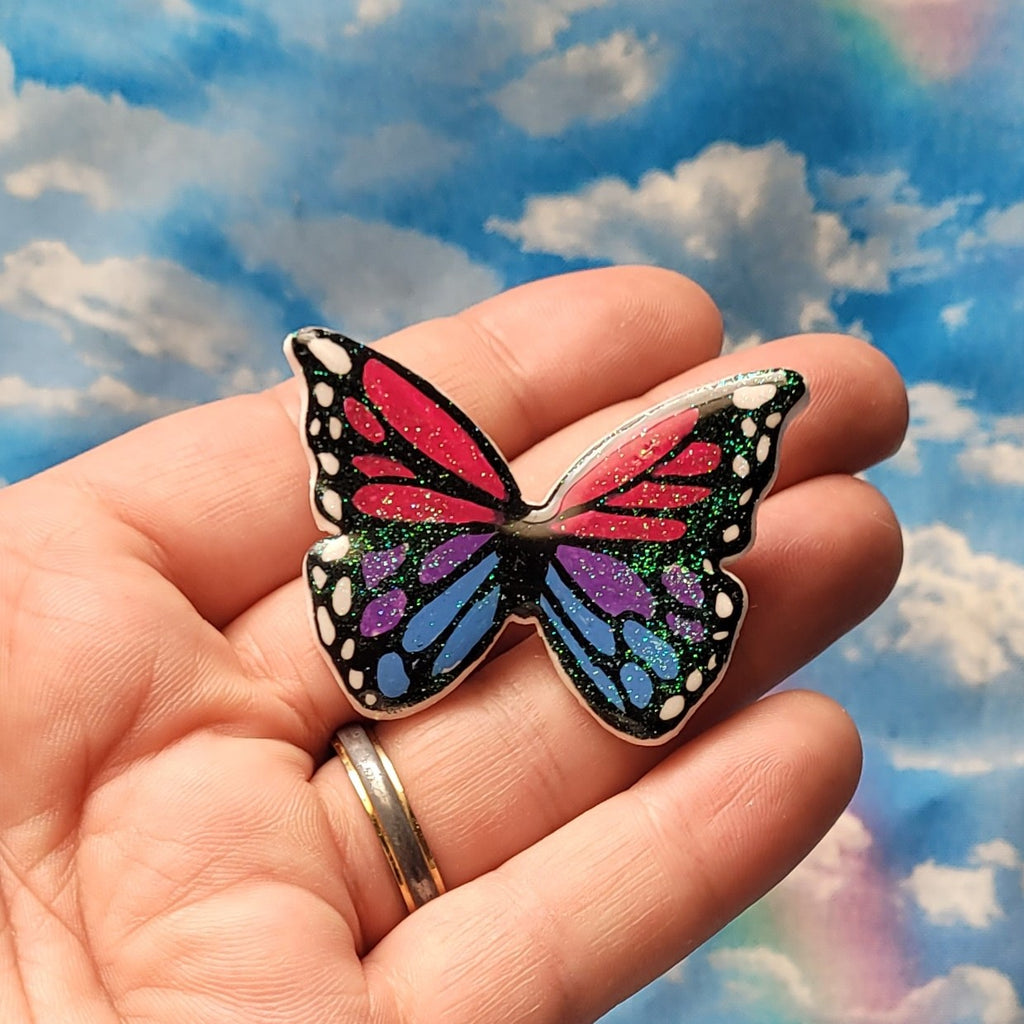 The Crafty Queer LGBTQ+ Butterfly Pride Pins Abrosexual / Glitter