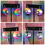 LGBTQ Crescent Moon Pride Crystal Earrings 