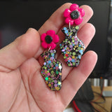 Rainbow Gemstone Flower Vase Earrings