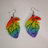 Rainbow Obre Anatomical Heart Earrings
