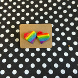 Gay Pride Rainbow Heart Stud Earrings