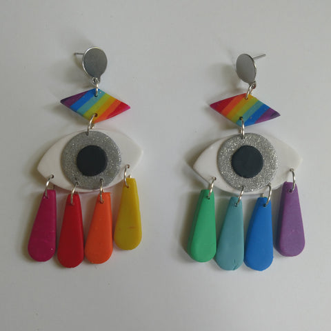 Rainbow Eye Dangles Earrings