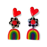 Hot Pink Checkered Dangles