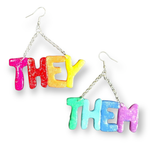 XL Rainbow Pronoun Earrings