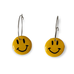 Yellow Smiley Face Hoop Earrings