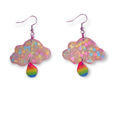 Rainbow Confetti Cloud Earrings