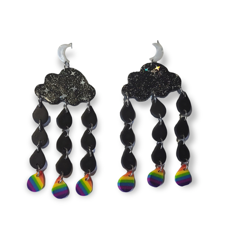 Starry Night Rainbow LGBTQ Dangle Earrings