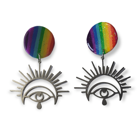 LGBTQ Rainbow Eye Charm Earrings