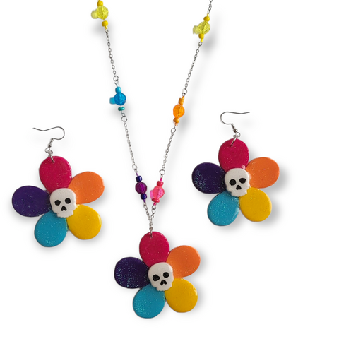 Rainbow Skull Flower Jewelry