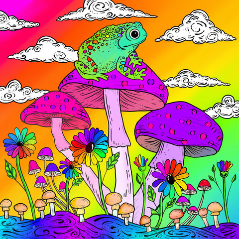 Rainbow Shroomy Frog Art Print