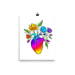 Blossoming Rainbow Heart Art Print