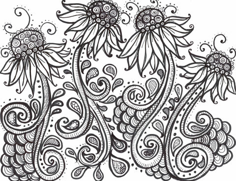Whimsial Sunflowers Illustration
